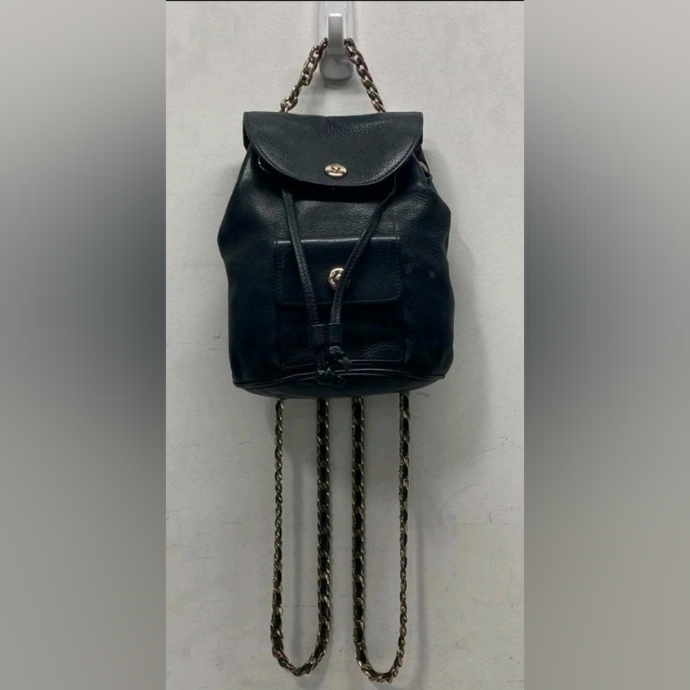 Dylan Kain Romy Black Leather Mini Backpack with Gold Accents
